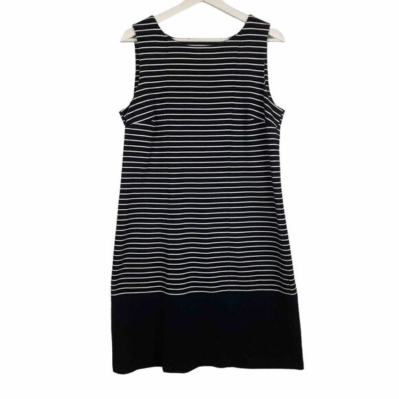 Talbots Black & White Stripe Sheath dress size Medium - Picture 1 of 5